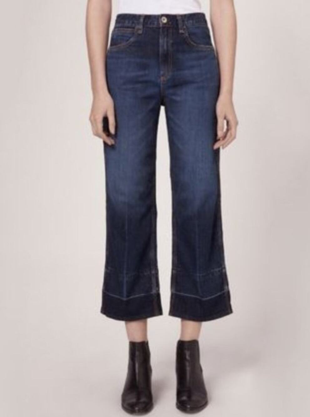 Rag & Bone Lou High Waist Straight Leg Cropped Jeans Flare Leg Clermont Blue